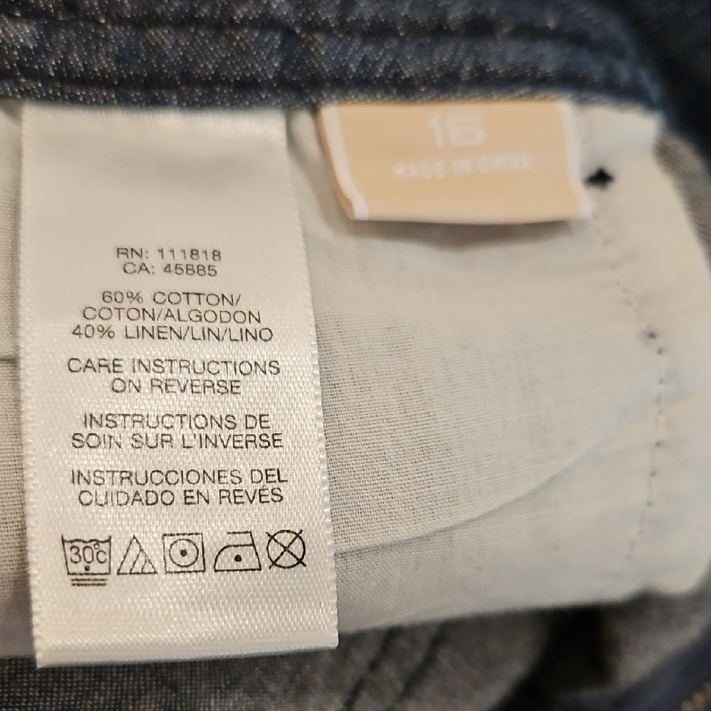 Michael Kors Chambray Wide Leg Jeans in Indigo Blue, Sz 16 - Picture 5 of 5
